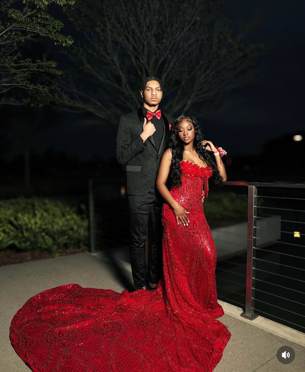 Crimson Ruby Heiress Mermaid Gown With Hand Beaded Crystal Encrusted Hooded Veil