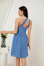 Women Chiffon Short One Shoulder Bridesmaid Dress Formal Dresses for Party Homecoming  2804