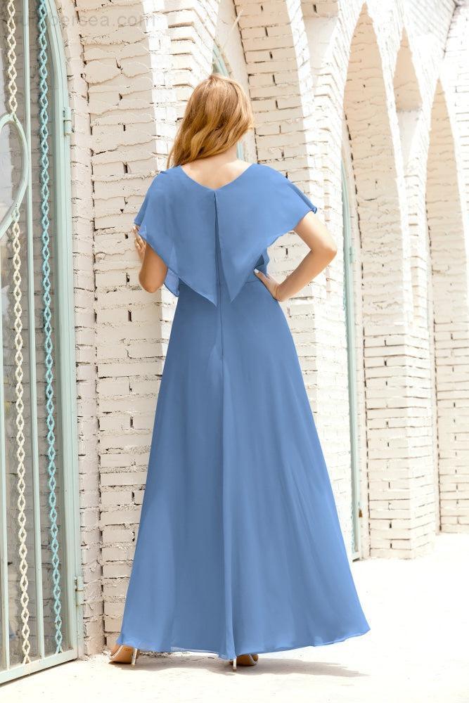 Mother of The Bride Dresses Plus Size V-Neck Floor Length Formal Prom Dress for Wedding Guest 28020