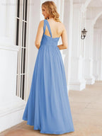One Shoulder Bridesmaid Dresses Long Maxi Formal Evening Party Prom Gowns 28061