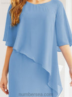 Numbersea Festliches Abendkleid Lang Mutter der Braut Kleid mit Rüschencape 28026