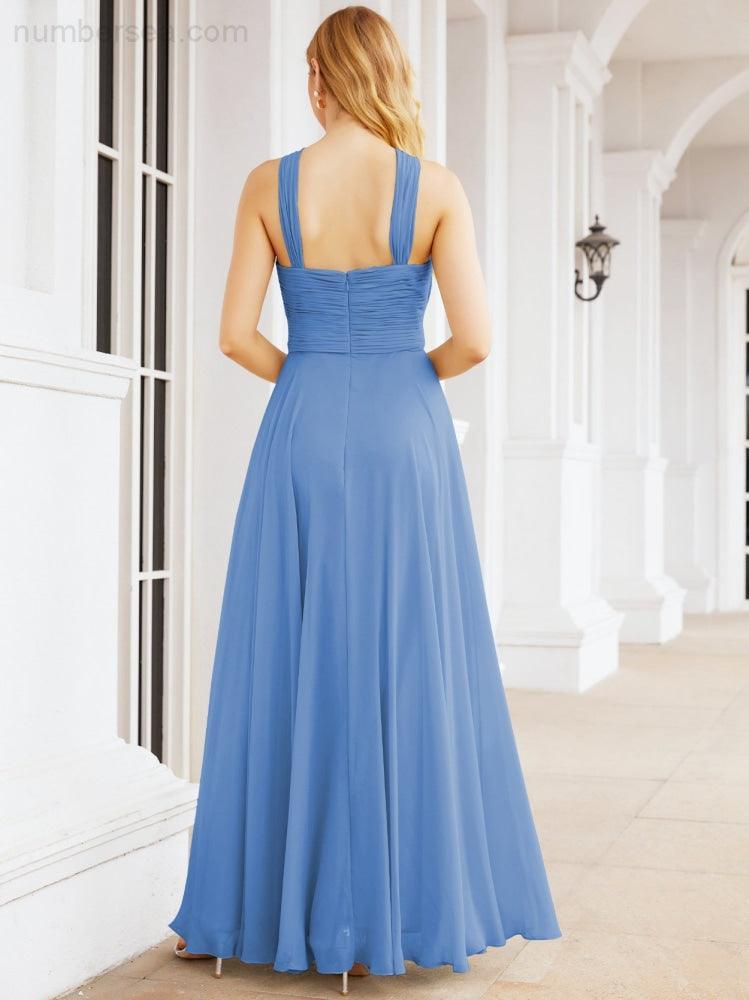 Crisscross Halter Bridesmaid Dresses for Party Wedding Evening Prom Maxi Ball Gowns 28053