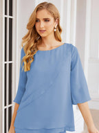 Numbersea Elegantes 2-teiliges Kleid für die Brautmutter Große Größen Hosenanzug mit Rüschenschichten Silberner Hausmantel 28064