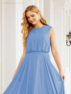 Sleeveless Long Bridesmaid Dress A line Formal Evening Prom Gown 28025
