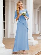 Numbersea Festliches Abendkleid Lang Mutter der Braut Kleid mit Rüschencape 28026