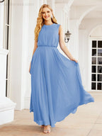 Sleeveless Long Bridesmaid Dress A line Formal Evening Prom Gown 28025