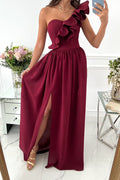 Robe de soirée longue à une épaule froncée Darling Muse