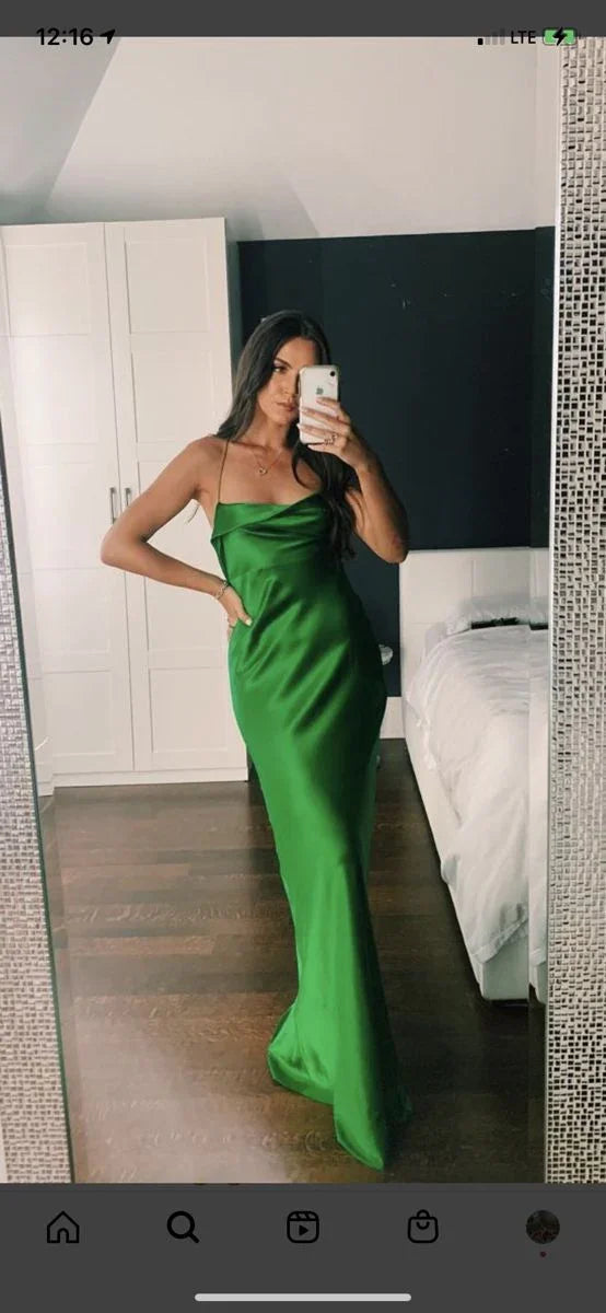 Vestido largo elegante verde ajustado Vestido de noche verde Y7297