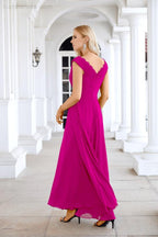Ladies Chiffon V Neck Sleeveless Floor Length Bridesmaid Evening Dress Wedding Party Evening Dress 28126