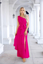 Ladies Chiffon One Shoulder Bridesmaid Evening Dress Wedding Party Evening Dress 28133
