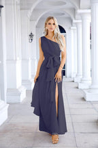 Ladies Chiffon One Shoulder Bridesmaid Evening Dress Wedding Party Evening Dress 28133