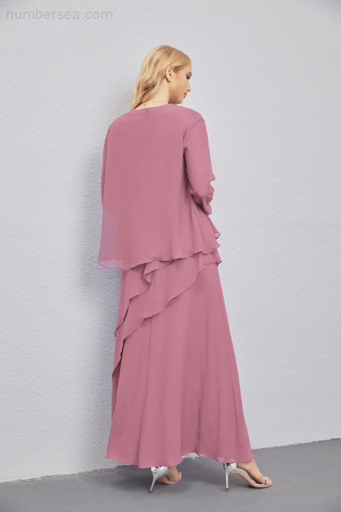 Abito da Sposa Madre con Cardigan Leggero Aperto Davanti Abito da Cerimonia Elegante 28081