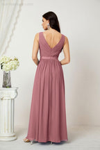 Abiti lunghi da damigella in chiffon da donna, linea a, senza maniche, abito formale da ballo per serata, abiti per festa di ritorno a casa 2808