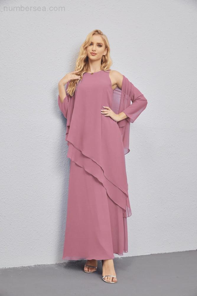 Abito da Sposa Madre con Cardigan Leggero Aperto Davanti Abito da Cerimonia Elegante 28081