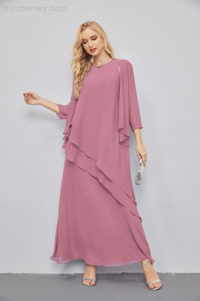 Abito da Sposa Madre con Cardigan Leggero Aperto Davanti Abito da Cerimonia Elegante 28081