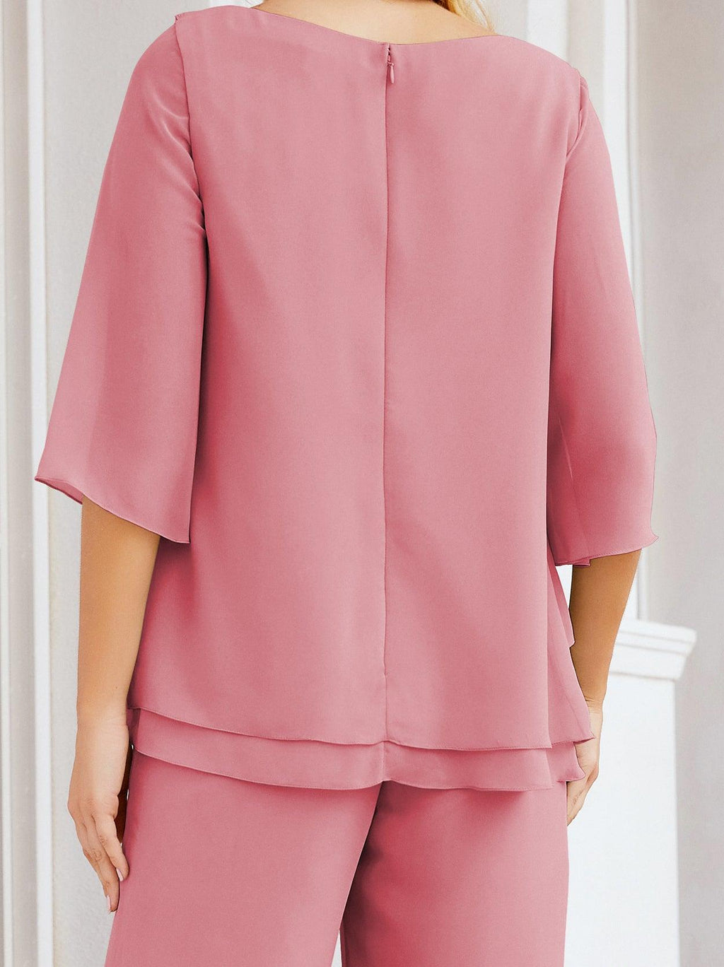 Numbersea Elegantes 2-teiliges Kleid für die Brautmutter Große Größen Hosenanzug mit Rüschenschichten Silberner Hausmantel 28064