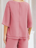 Numbersea Elegantes 2-teiliges Kleid für die Brautmutter Große Größen Hosenanzug mit Rüschenschichten Silberner Hausmantel 28064