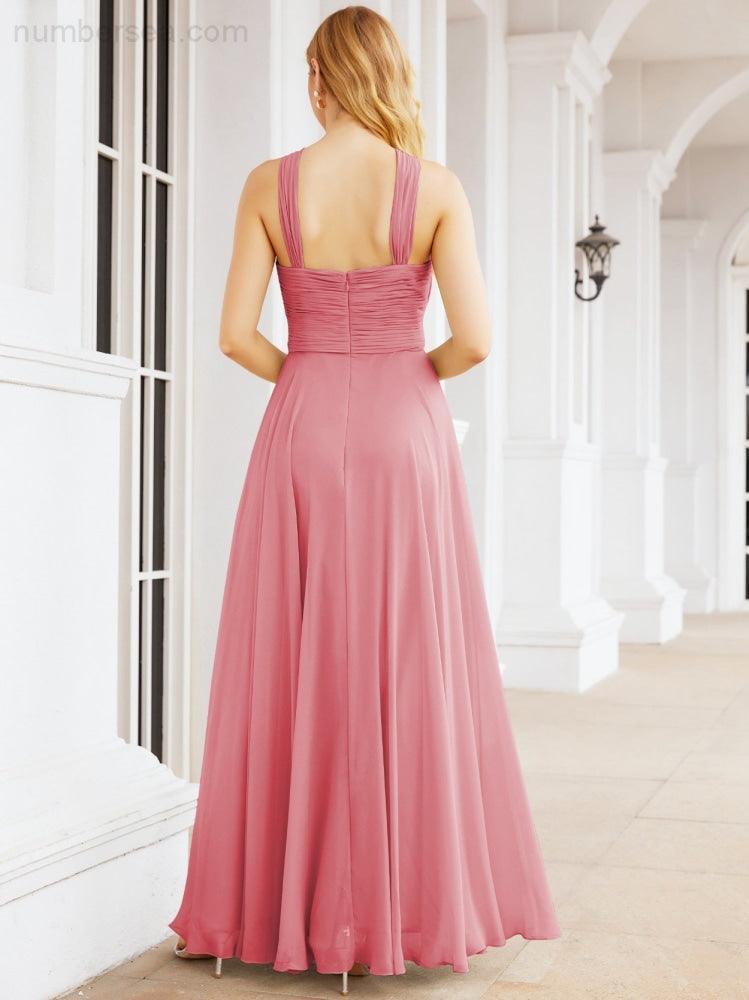 Crisscross Halter Bridesmaid Dresses for Party Wedding Evening Prom Maxi Ball Gowns 28053
