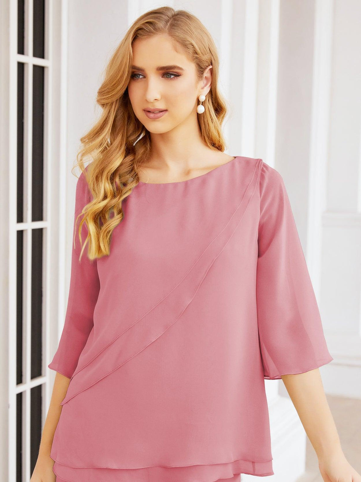 Numbersea Elegantes 2-teiliges Kleid für die Brautmutter Große Größen Hosenanzug mit Rüschenschichten Silberner Hausmantel 28064