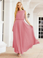 Sleeveless Long Bridesmaid Dress A line Formal Evening Prom Gown 28025