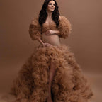 Chic Maternity Tulle Gown Maternity Dress Champagne Tulle Maternity Dresses for Photo Shoot Robe Pregnant Women Formal G