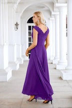 Ladies Chiffon V Neck Sleeveless Floor Length Bridesmaid Evening Dress Wedding Party Evening Dress 28126