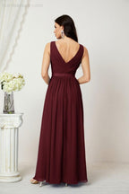 Abiti lunghi da damigella in chiffon da donna, linea a, senza maniche, abito formale da ballo per serata, abiti per festa di ritorno a casa 2808