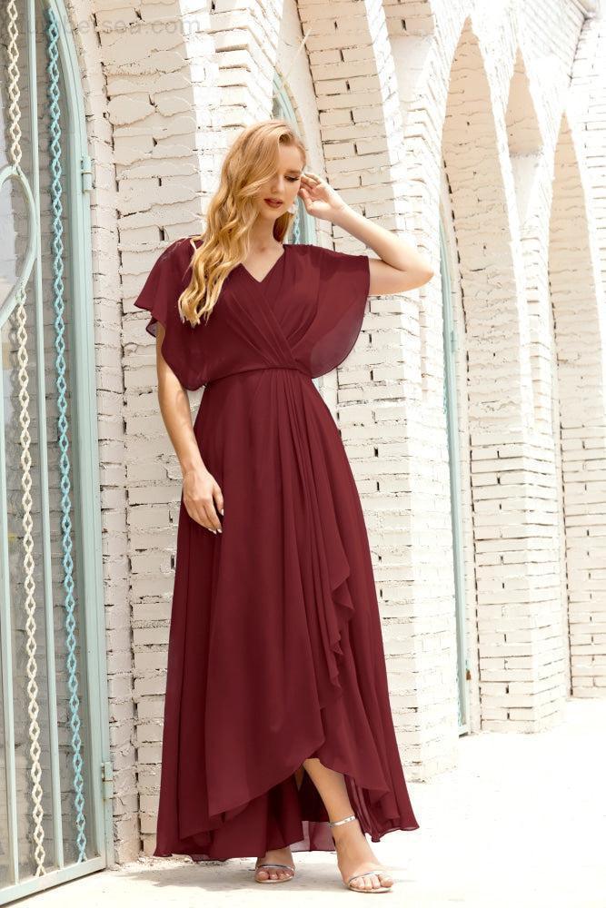Mother of The Bride Dresses Plus Size V-Neck Floor Length Formal Prom Dress for Wedding Guest 28020
