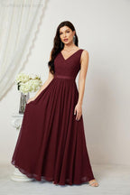 Abiti lunghi da damigella in chiffon da donna, linea a, senza maniche, abito formale da ballo per serata, abiti per festa di ritorno a casa 2808