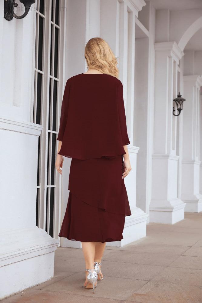Vestido de fiesta formal de dos piezas en línea A para madre de la novia Numbersea 28072