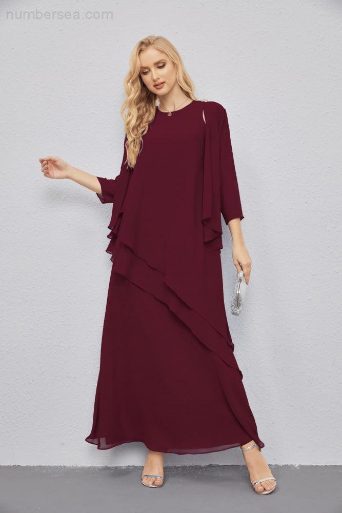 Abito da Sposa Madre con Cardigan Leggero Aperto Davanti Abito da Cerimonia Elegante 28081