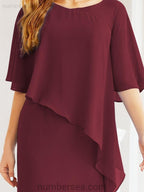 Numbersea Festliches Abendkleid Lang Mutter der Braut Kleid mit Rüschencape 28026