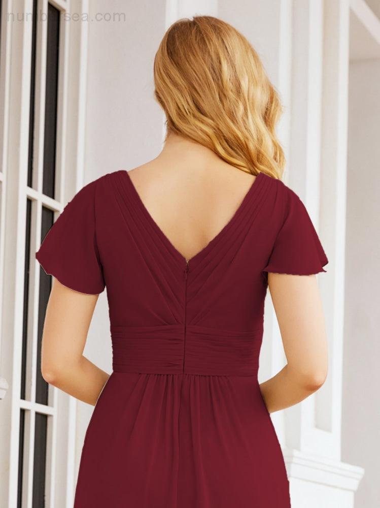Vestidos de Baile Formais Numbersea para Mãe da Noiva com Mangas de Renda Vestido de Dama de Honra 28047