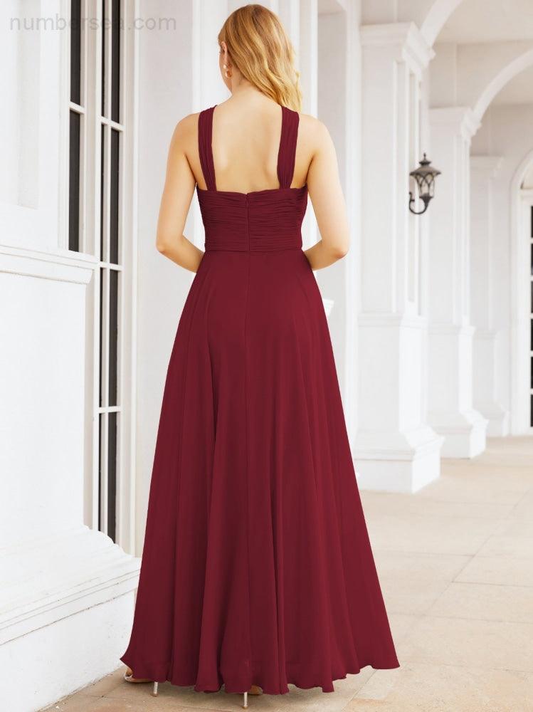 Crisscross Halter Bridesmaid Dresses for Party Wedding Evening Prom Maxi Ball Gowns 28053