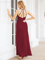 Spaghetti Strap Bridesmaid Dresses V-Neck Long A-Line Formal Prom Gowns 28063