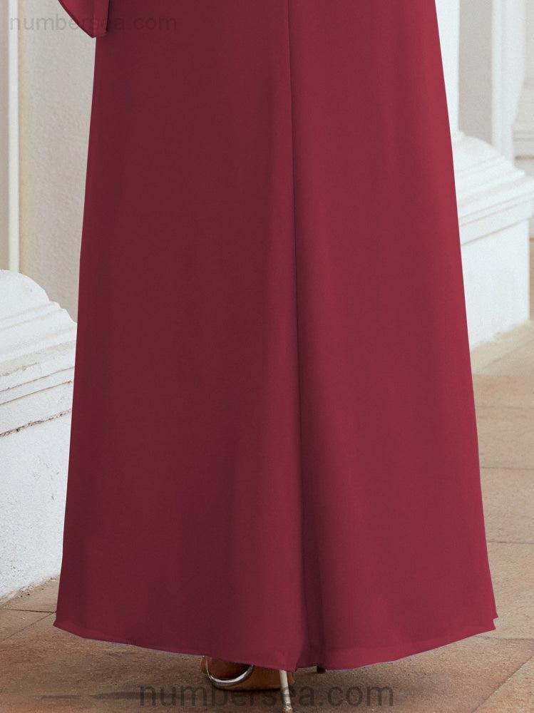 Numbersea Festliches Abendkleid Lang Mutter der Braut Kleid mit Rüschencape 28026