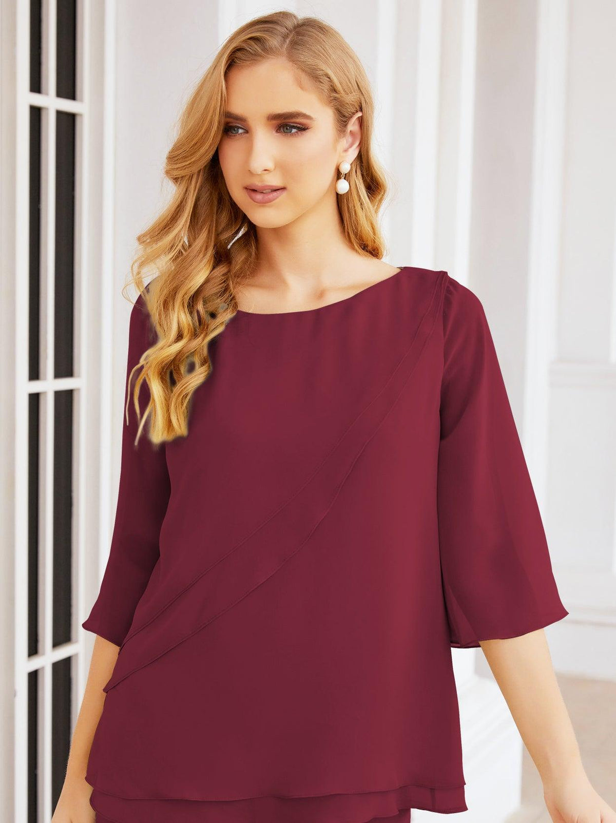 Numbersea Elegantes 2-teiliges Kleid für die Brautmutter Große Größen Hosenanzug mit Rüschenschichten Silberner Hausmantel 28064