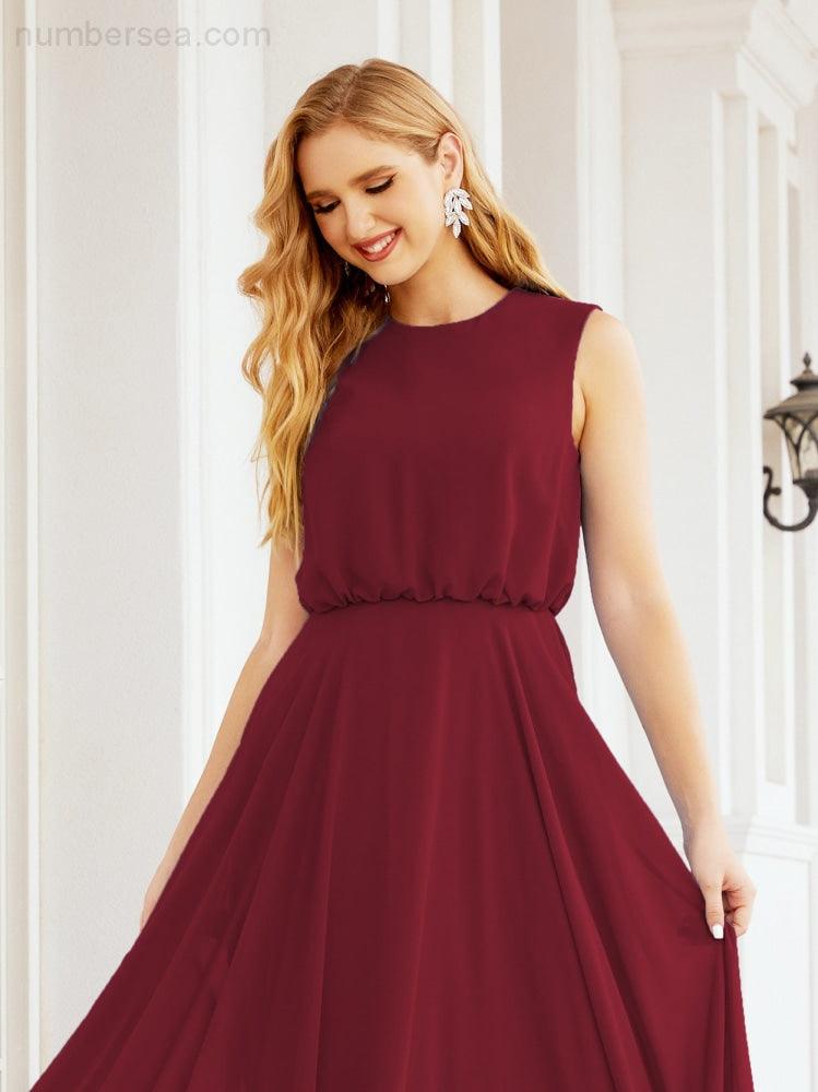 Sleeveless Long Bridesmaid Dress A line Formal Evening Prom Gown 28025