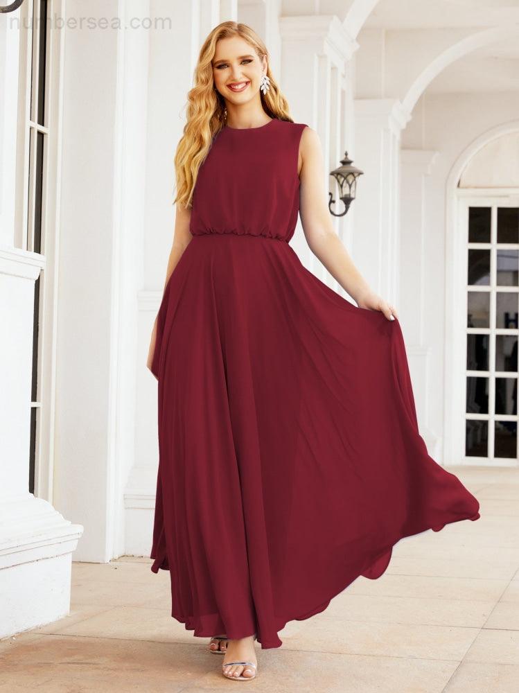 Sleeveless Long Bridesmaid Dress A line Formal Evening Prom Gown 28025