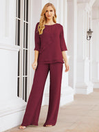 Numbersea Elegantes 2-teiliges Kleid für die Brautmutter Große Größen Hosenanzug mit Rüschenschichten Silberner Hausmantel 28064