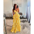 Customized Golden Emulation Silk Strapless Prom Dresses Backless vestidos de noche Floor-Length Sleeveless Formal Evenin