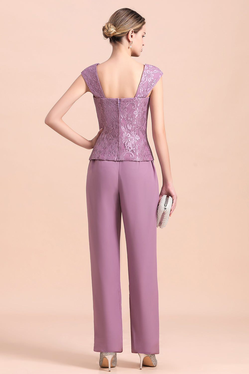 BMbridal Elegant Cap-Sleeves Lace Chiffon Affordable Mother of Bride Online with Wrap