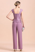 BMbridal Elegant Cap-Sleeves Lace Chiffon Affordable Mother of Bride Online with Wrap