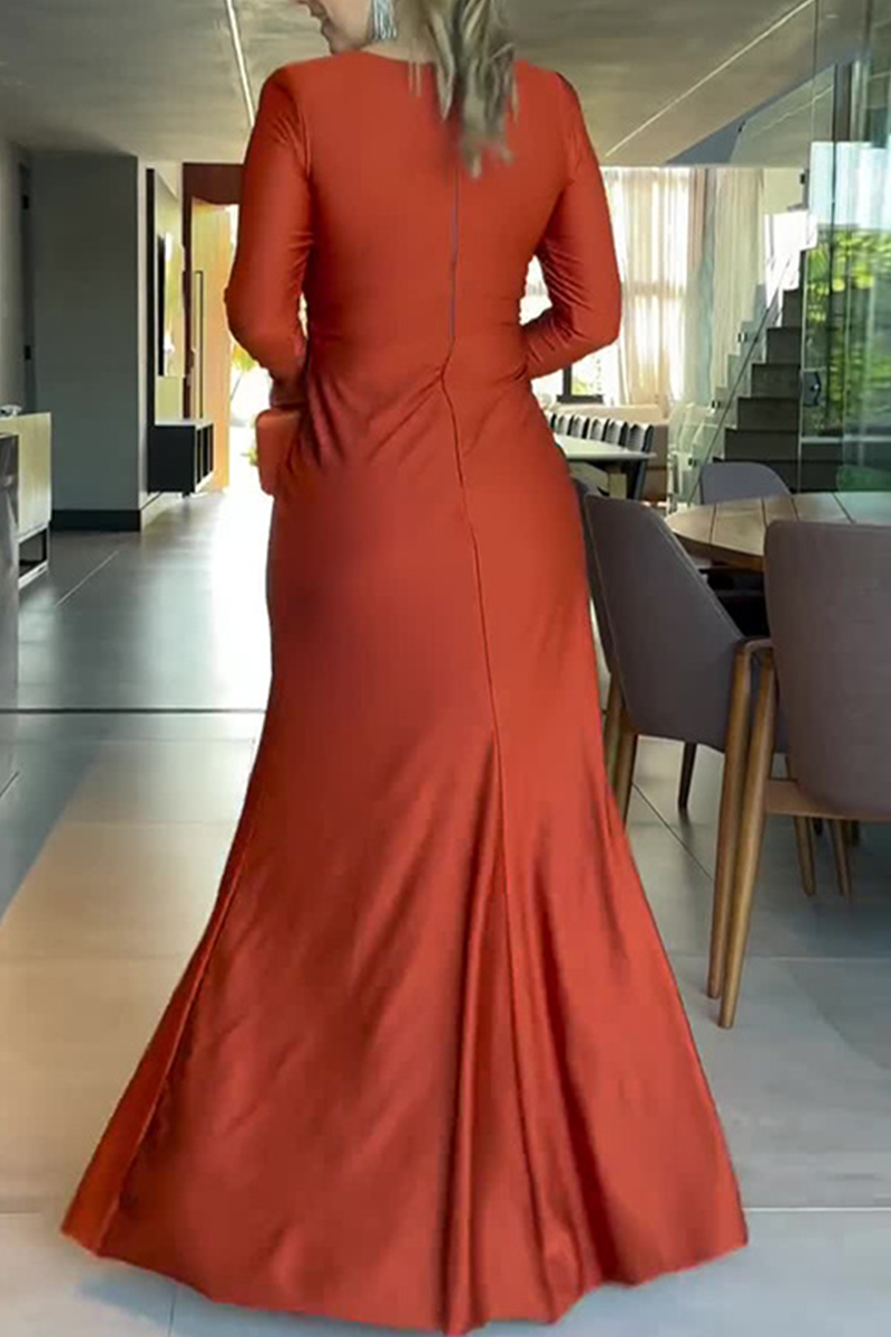 Elegante Abendkleider mit ausgehöhltem Schlitz und gerüschtem V-Ausschnitt (4 Farben) 