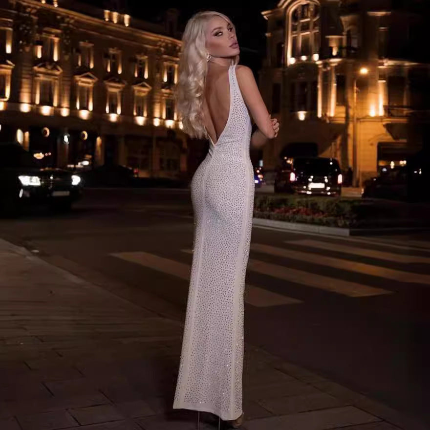Vestido Longo Elástico e Moderno para Festas e Baile de Finalistas, Sem Costas