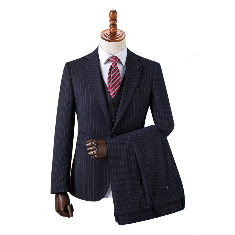 Striped Mens Suit For Business Formal Wedding Groom Groomsman Jacket