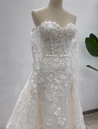 Mais novo vestido de casamento sereia 2 em 1 decote em coração com detalhe personalizado vestidos de noiva vestidos de novias