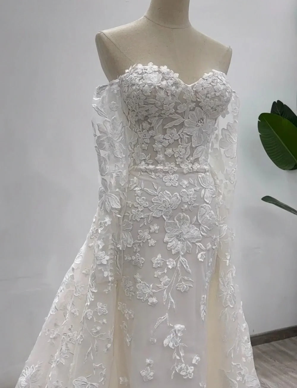 Mais novo vestido de casamento sereia 2 em 1 decote em coração com detalhe personalizado vestidos de noiva vestidos de novias