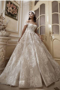 Elegant Floor Length Church A Line Off The Shoulder Wedding Dress Lace Appliques