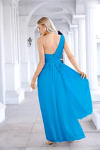Ladies Chiffon One Shoulder Bridesmaid Evening Dress Wedding Party Evening Dress 28133